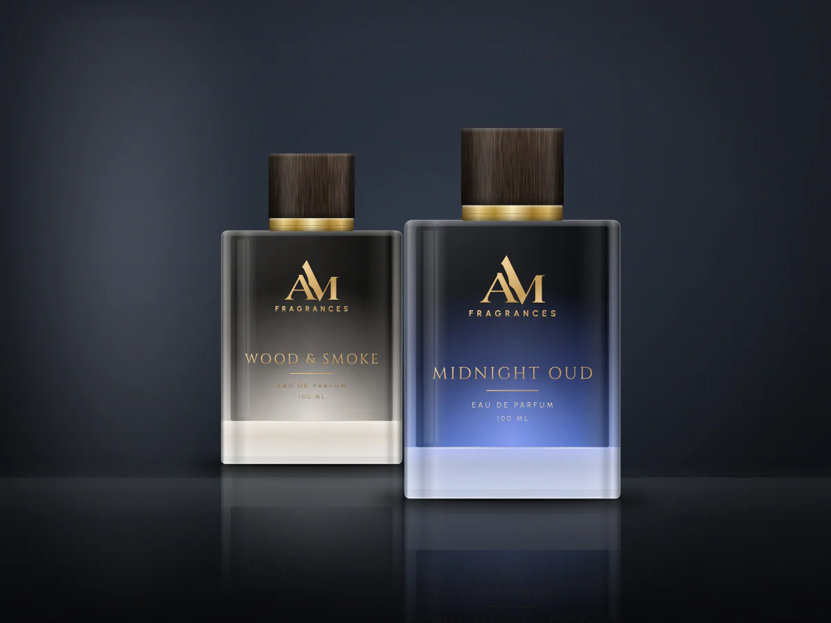 Midnight Oud and Wood & Smoke on a dark slate surface