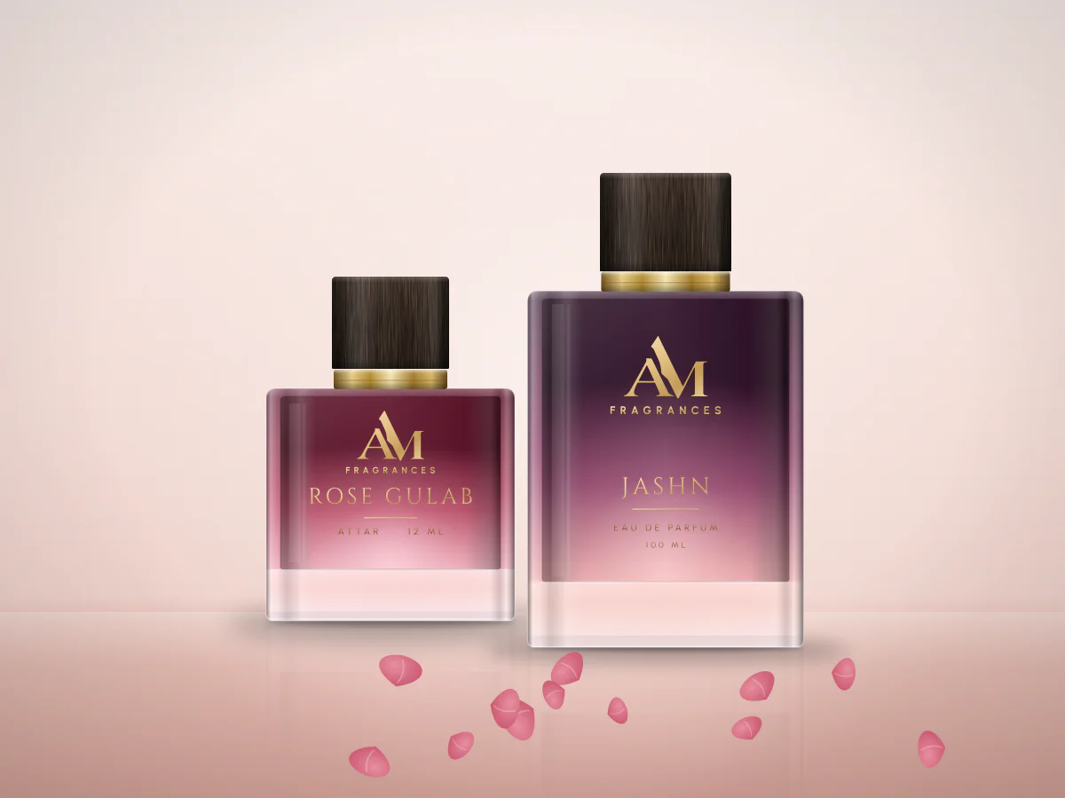 Jashn eau de parfum and Rose Gulab attar with rose petals